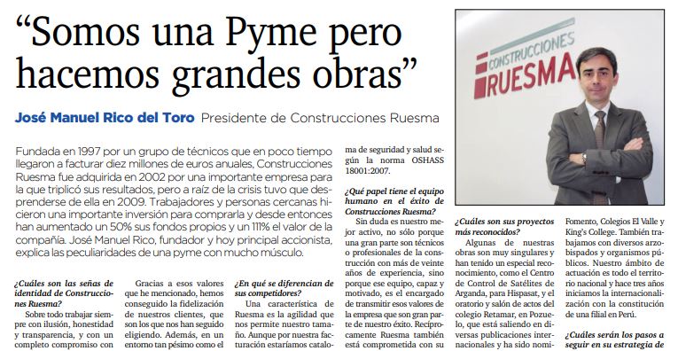 Entrevista de El Mundo a Construcciones RUESMA